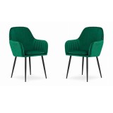 Set 2 scaune bucatarie/living, Artool, Lugo, catifea, metal, verde si negru, 57.5x56.5x86.5 cm GartenVIP DiyLine