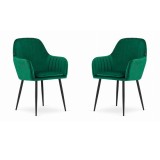 Scaune stil scandinav, set 2 buc, Artool, Lugo, catifea, metal, verde si negru, 57.5x56.5x86.5 cm GartenVIP DiyLine