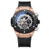 Ceas Barbati Chenxi 949 Rose Gold , Multifunctional, Design Sport, Luminos, Cronograf, Rezistent la Apa 3ATM