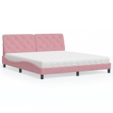 vidaXL Pat cu saltea, roz, 180x200 cm, catifea 3208675