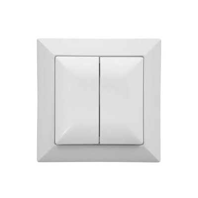 Intrerupator dublu iluminat Abex Perla WP-2P/S, incastrat, alb foto