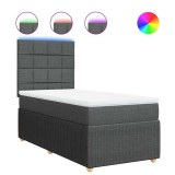 Cumpara ieftin Pat box spring cu saltea, gri inchis, 80x200 cm, textil