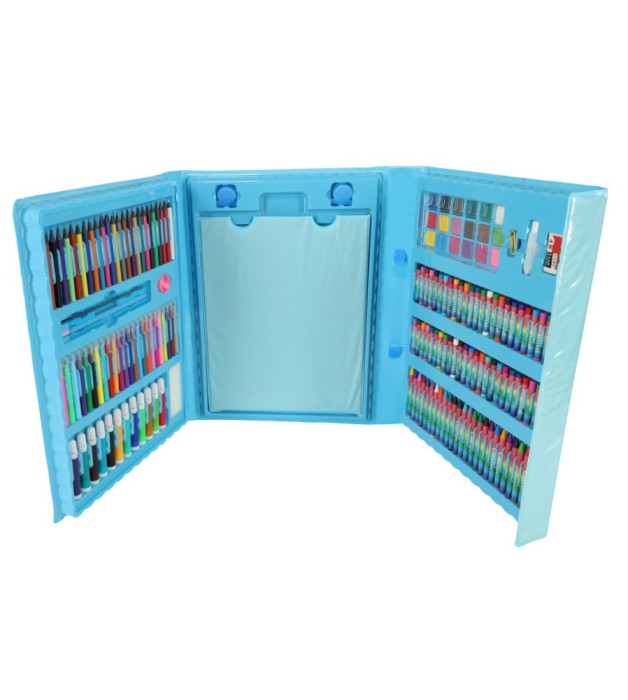 Set arta 208 piese pentru copii cu acuarele, creioane, markere și accesorii