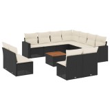 Cumpara ieftin Set canapele de gradina, 12 piese, cu perne, negru, poliratan