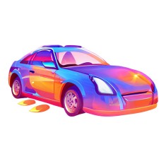 Sticker decorativ, Masina, Multicolor, 90 cm, 8954ST foto