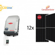 Kit sistem fotovoltaic 5 kW monofazat, invertor Fronius si 12 panouri Canadian Solar 460W