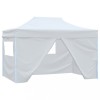 Cort Pliabil Petrecere vidaXL, 3x4.5m, Alb, Impermeabil, Protectie UV, cu 4 Pereti Laterali, Cadru Otel