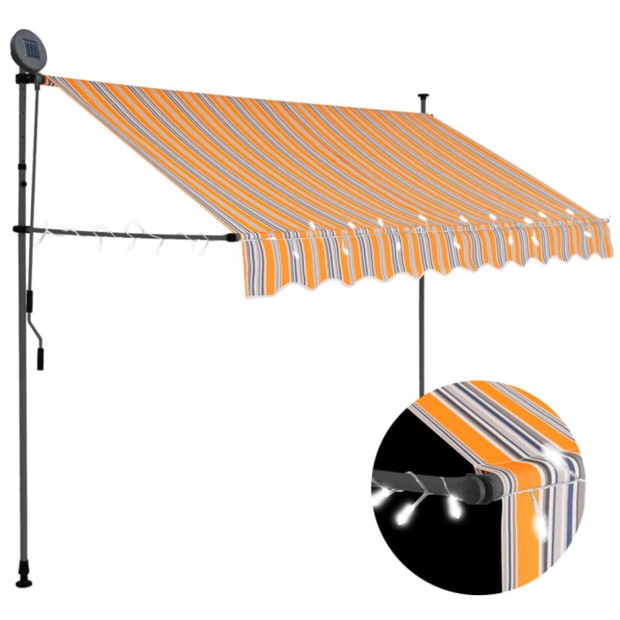 vidaXL Copertină retractabilă manual cu LED, galben &amp; albastru, 300 cm 145852