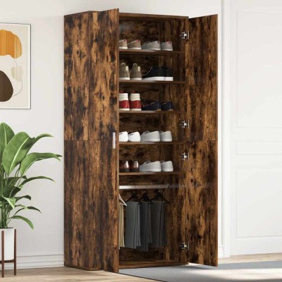 vidaXL Cabinet Pantofi Stejar Afumat 80x39x180 cm Lemn Prelucrat foto