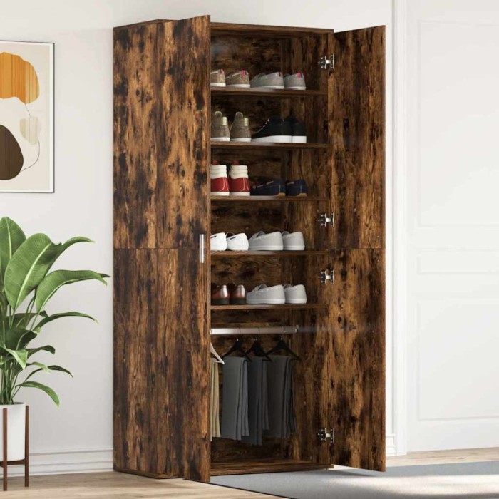 vidaXL Cabinet Pantofi Stejar Afumat 80x39x180 cm Lemn Prelucrat