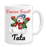 Cana alba personalizata Craciun Fericit tata, INOVATIX&reg;. 330ml