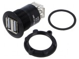 Adaptor USB A soclu x2 din ambele părţi - USB 2.0 Filet M25