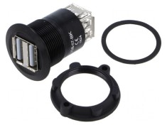 Adaptor USB A soclu x2 din ambele părţi - USB 2.0 Filet M25
