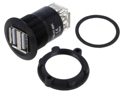 Adaptor USB A soclu x2 din ambele părţi - USB 2.0 Filet M25 foto