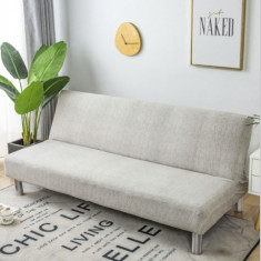 Husa universala pentru canapea, pat, model, crem cu gri, 190 x 210 cm