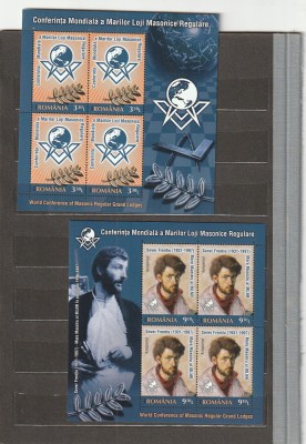 ROMANIA 2014 LP 2022 b CONFERINTA MARILOR LOJE MASONICE 2 MINICOLI MNH NESTAMPILATE foto