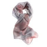 Esarfa din matase in tonuri delicate de gri si roz