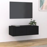 Dulap TV suspendat, negru, 80x36x25 cm, lemn compozit