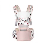 Marsupiu Bebe Ergonomic 6 in 1 cu Scaunel Roz, Multifunctional, All Seasons, Pozitii Multiple, Confortabil, Sigur