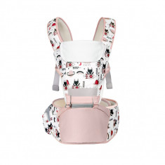 Marsupiu bebe ergonomic 6 in 1 cu scaunel-roz