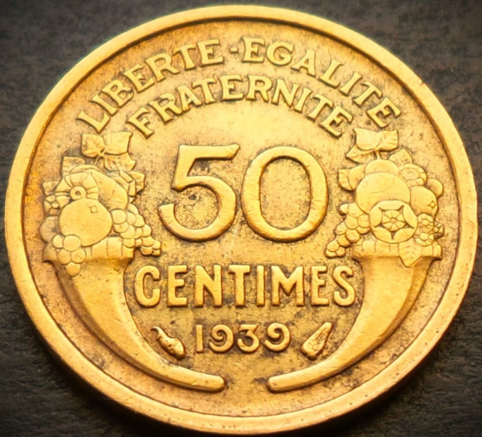 Moneda istorica 50 CENTIMES - FRANTA, anul 1939 *cod 4906 A = excelenta