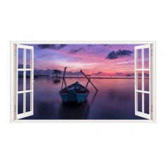 Sticker decorativ, Fereastra 3D, Lac, 85 cm, 542STK-1