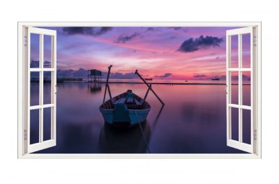Sticker decorativ, Fereastra 3D, Lac, 85 cm, 542STK-1 foto
