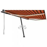 vidaXL Copertină automată senzor v&acirc;nt&amp;LED portocaliu&amp;maro, 450x300 cm