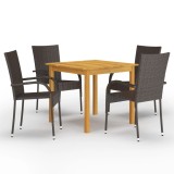 Cumpara ieftin Set Mobilier Gradina 5 Piese Maro, Lemn Acacia, Ratan, Otel, Patrat 85x85 cm