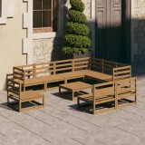 Cumpara ieftin Set mobilier de grădină, 10 piese, maro miere, lemn masiv pin