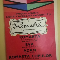 1978, Reclama ROMARTA, ADAM, EVA, LUX 24 x 16 cm , BUCURESTI magazine comunism