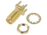 Conector SMA soclu mamă drept 50&Omega; coaxial THT PCB LINX TECHNOLOGIES CONSMA008-G
