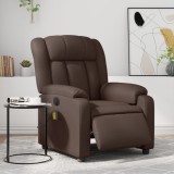 VidaXL Fotoliu electric de masaj rabatabil, maro, piele ecologică