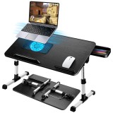 Masa laptop reglabila AirOpen, racire activa, sertar, pliabila, unghi ajustabil, 53x30 cm, neagra