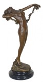 Vita de vie-statueta Art Deco din bronz pe un soclu din marmura PAB021