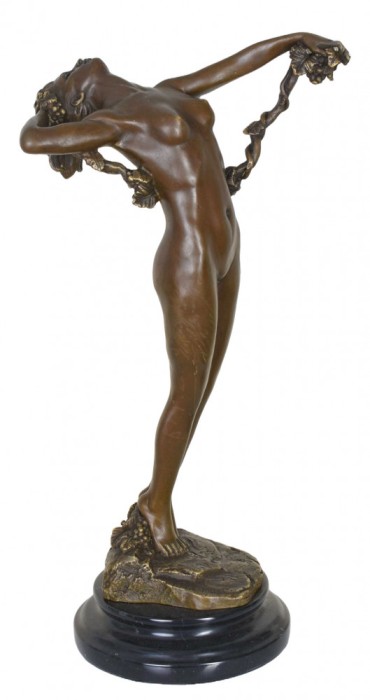 Vita de vie-statueta Art Deco din bronz pe un soclu din marmura PAB021