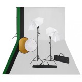 VidaXL Set studio foto cu lămpi, fundal și reflector