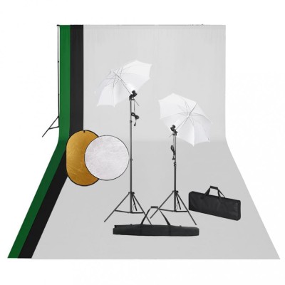 Set studio foto cu lămpi, fundal și reflector foto