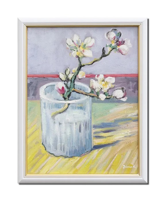 Crenguta de migdal, 45x35cm tablou inramat pictat manual ulei pe panza reproducere Vincent van Gogh