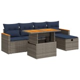Cumpara ieftin Set mobilier gradina cu perne 6 piese gri poliratan/lemn acacia