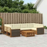 vidaXL Set de canapele de exterior cu pernă 7 pcs Natural și Crem 3383078