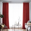 Draperie din catifea blackout cu rejansa din bumbac tip fagure, Madison, 200x245 cm, densitate 700 g/ml, Dark Scarlet, 1 buc
