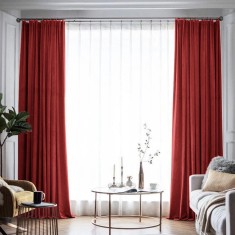 Draperie din catifea blackout cu rejansa din bumbac tip fagure, Madison, 150x250 cm, densitate 700 g/ml, Dark Scarlet, 1 buc