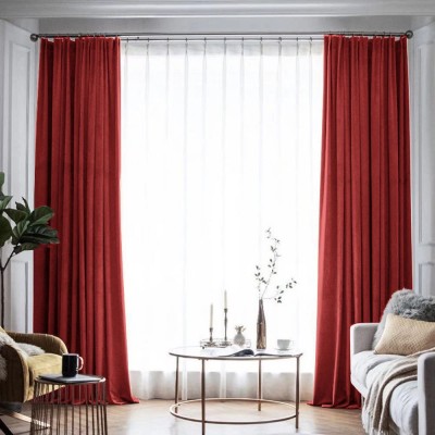 Draperie din catifea blackout cu rejansa din bumbac tip fagure, Madison, 200x245 cm, densitate 700 g/ml, Dark Scarlet, 1 buc foto