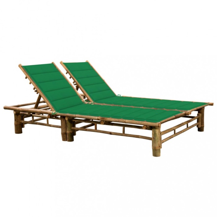 vidaXL Șezlong de 2 persoane, cu perne, bambus 3063950
