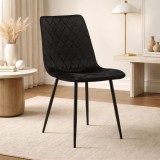 Scaun bucatarie/living, Artool, Turin, catifea neagra, picioare metal negru, 44.5x53x88.5 cm