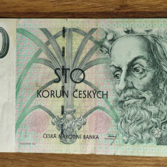 Cehia - bancnota de colectie - 100 korun coroane 1997 - Carol IV - stare f buna