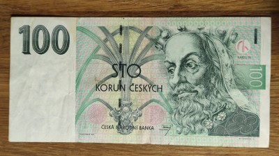 R08 Cehia - bancnota de colectie - 100 korun coroane 1997 - Carol IV - stare f buna foto