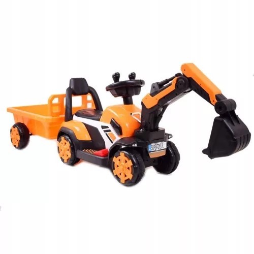 Mini excavator electric Kinderauto BJXZ219B 35W 6V,cu incarcator electric si remorca, galben