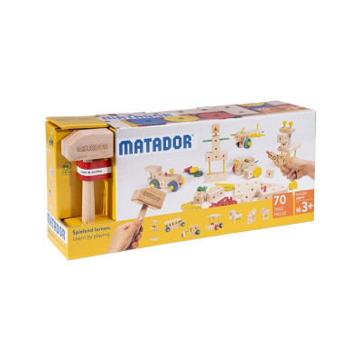 Set cuburi de constructie din lemn Maker 70 piese, +3 ani, Matador EduKinder World foto